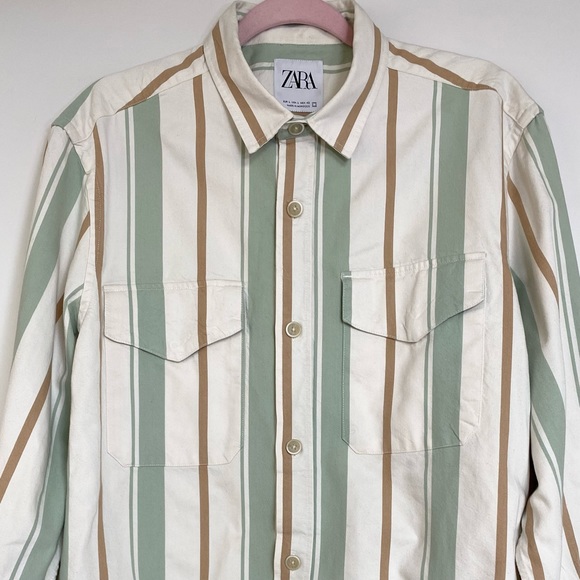 Zara Striped Button Down Long Sleeve Shirt - Picture 3 of 6